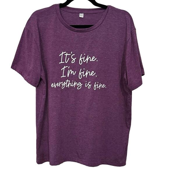 Purple “everything is fine tee”  cotton polyester size L - Picture 1 of 6